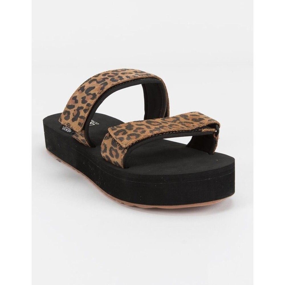 Vans Womens Size 8 Cayucas Mega Platform Sandals Leopard Print Boho Animal Print